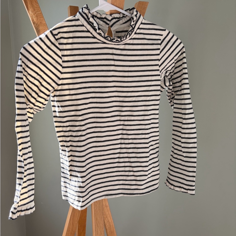 Cyrillus Black and White Striped Long Sleeve Tee size 10